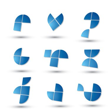 Soyut 3d geometrik basit semboller ayarlandı, vektör soyut simgeler.