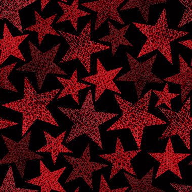 Red stars seamless pattern, vector repeating background with han clipart