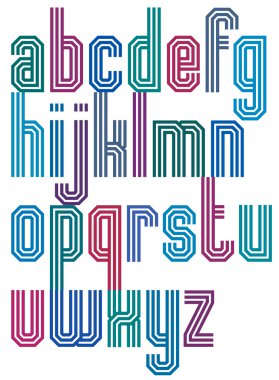 Üç şeritli geometrik yazı tipi, str ile yapılmış retro tarzı yazı