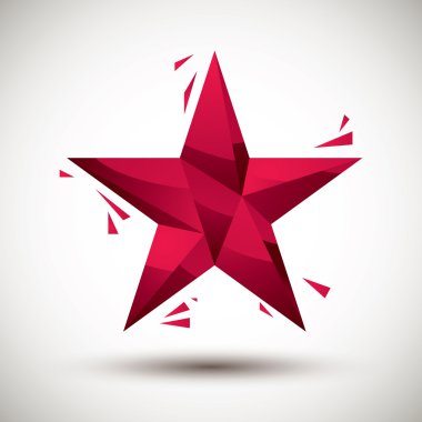 kırmızı yıldız geometrik simgesi olarak kullanmak için en iyi 3D modern tarzda yapılmış