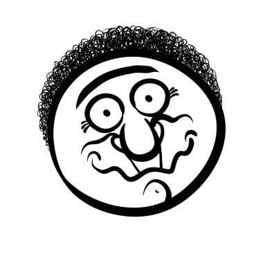 komik karikatür face, siyah beyaz çizgiler çizim vektör..