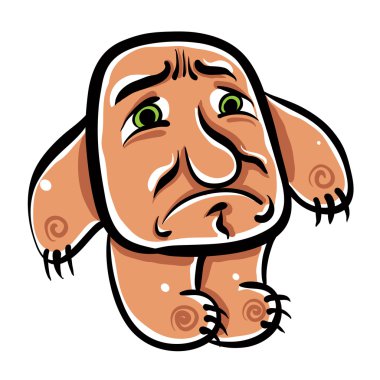 acıklı karikatür canavar, vektör çizim.