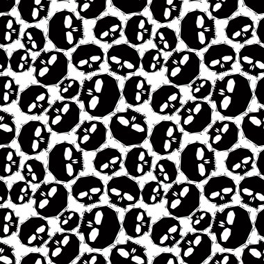 siyah kafatası seamless modeli, siyah-beyaz geometrik contemp