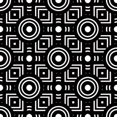 Dikişsiz siyah beyaz geometrik desen, basit vektör backgr