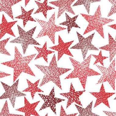 Red stars seamless pattern, vector repeating background with han clipart