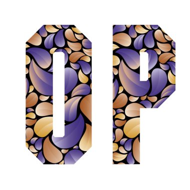 güzel çiçekli alfabe, mektupları o ve p.