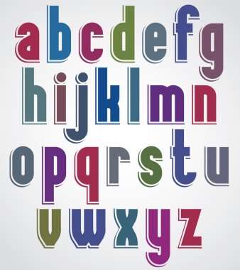 Retro font, koyu harflerle kısaltılmış yazı biçimi, küçük harf seti.