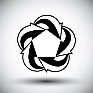 Beş okları kavramsal simgenin, özel soyut yeni fikir vect döngü