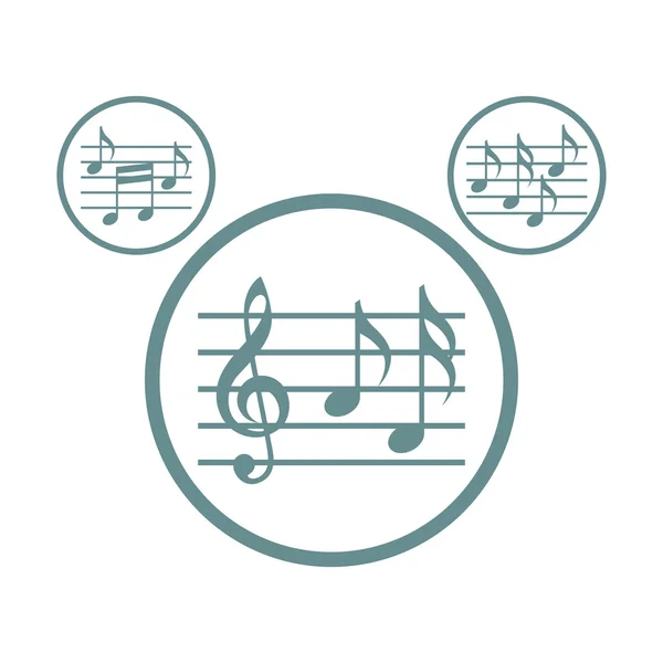 Feuilles de musique avec clé g et notes ensemble d'icônes vectorielles isolé . — Image vectorielle