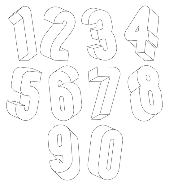 3d black and white numbers made with lines. — Stock Vector