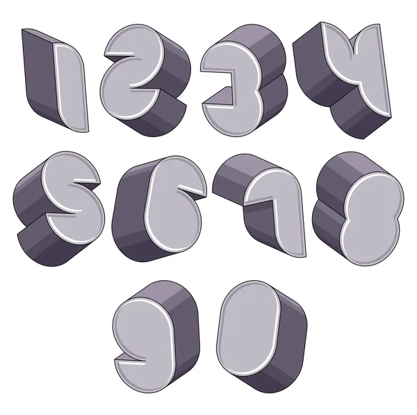 Трехмерный набор футуристических чисел . — стоковый вектор