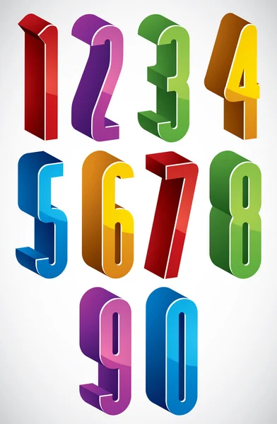 3d extra tall numbers set made with round shapes. — Stock Vector