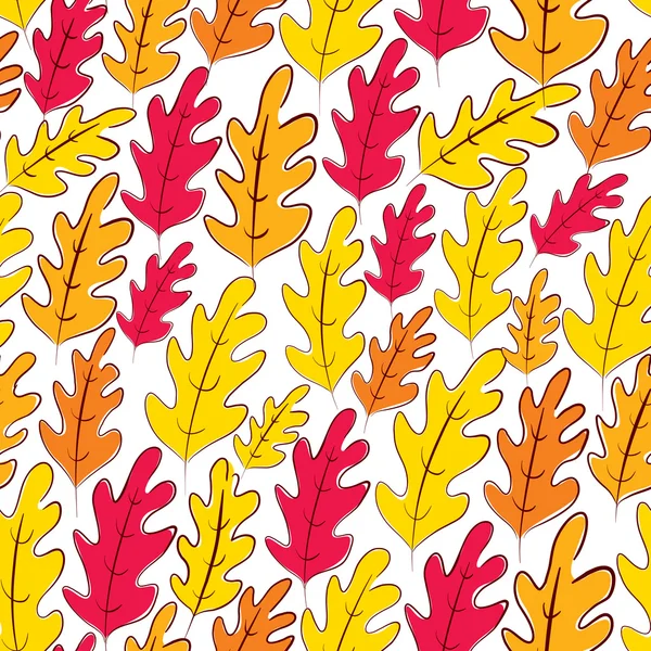 Fall oak leaves seamless pattern, vector background. — Stock Vector