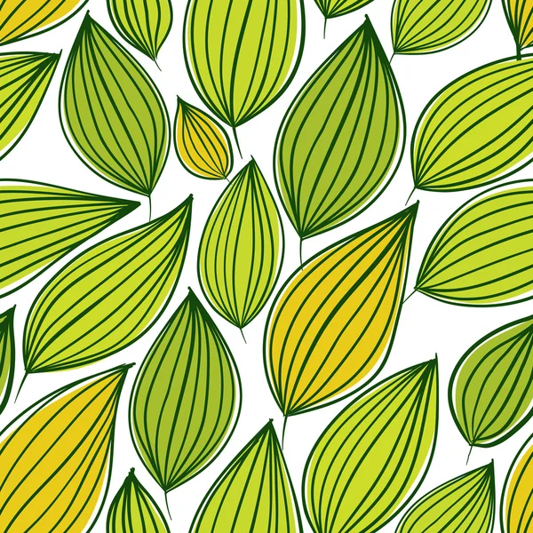 Květinový vzor bezešvé, zelené listy bezešvé pozadí, ruční — Stockový vektor