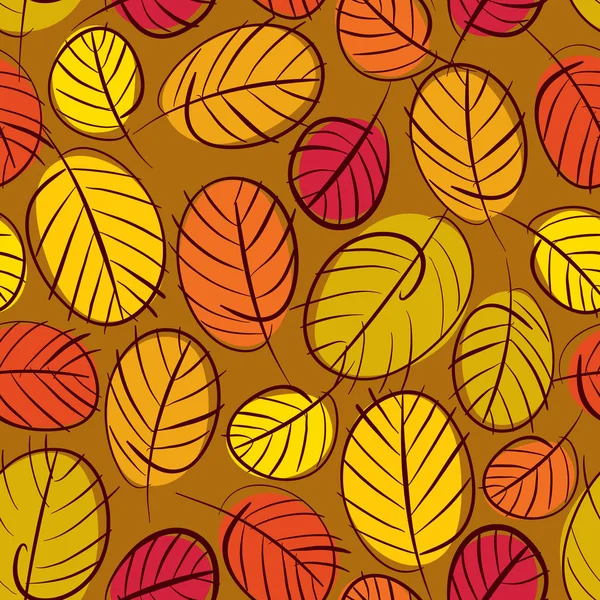 Otoño hojas de fondo sin costuras, vector floral inconsútil patter — Vector de stock