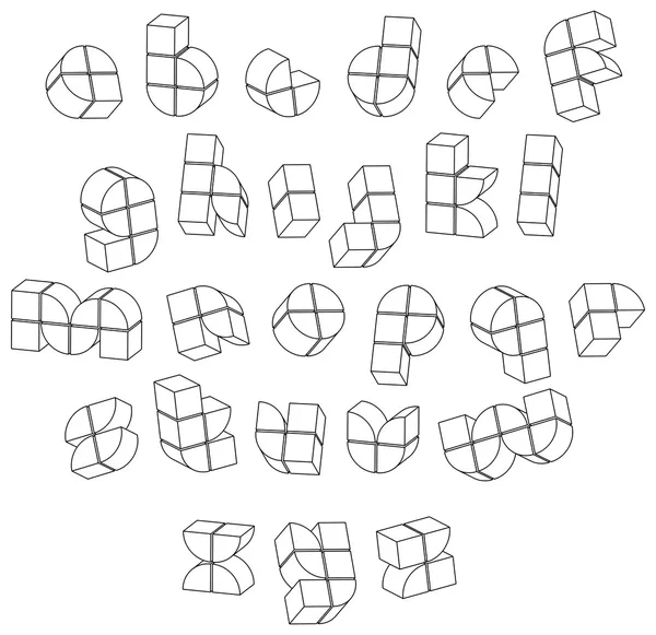 Футуристический черно-белый 3D шрифт с блоками . — стоковый вектор
