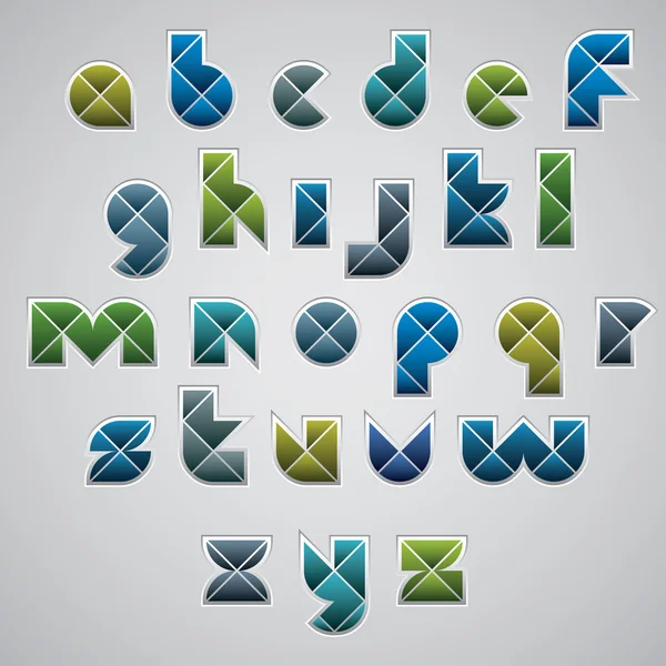 Geometric modern style digital letters alphabet made with rhombu — Stock Vector