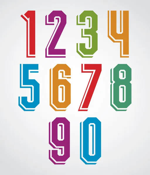 Retro numbers set, geometric numerals typeface. — Stock Vector