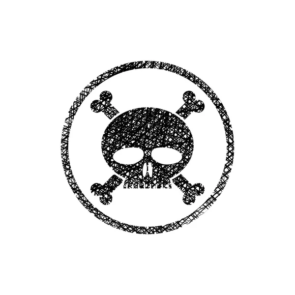 Koppelvier met crossbones vector pictogram met hand getrokken lijnen textuur. — Stockvector