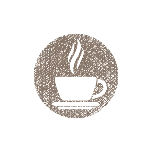 Kopje koffie pictogram met hand getrokken lijnen textuur. — Stockvector