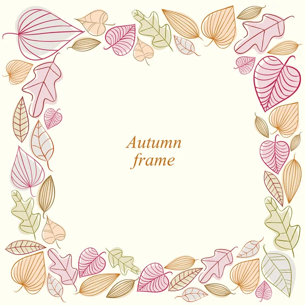 Marco de otoño hecho de hojas . — Vector de stock