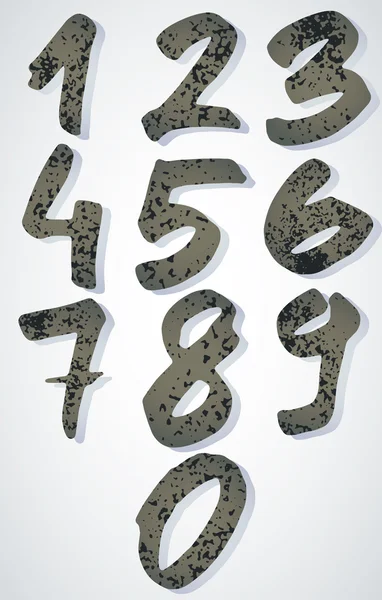 Grunge números texturizados pintados com escova . — Vetor de Stock