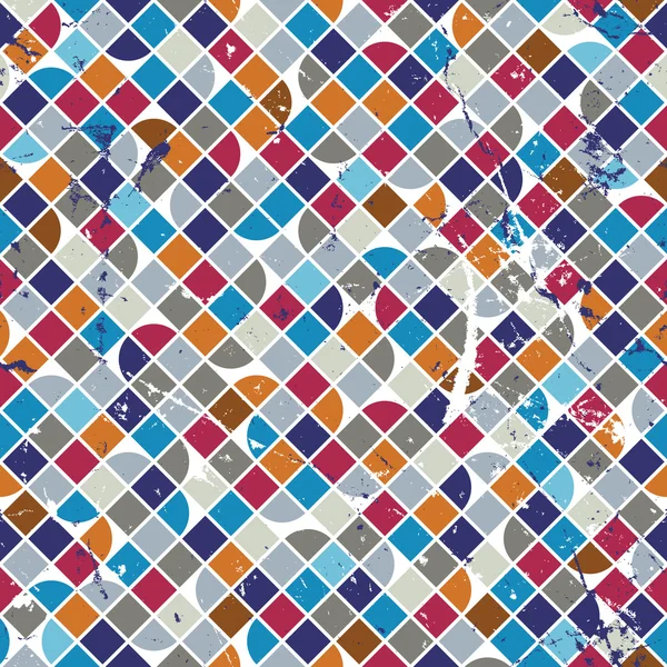 Old scratched and spotted mosaic seamless background, vector ret — Stock Vector