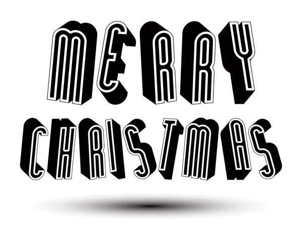 Поздравительные открытки на Рождество с фразой из 3d retro sty — стоковый вектор