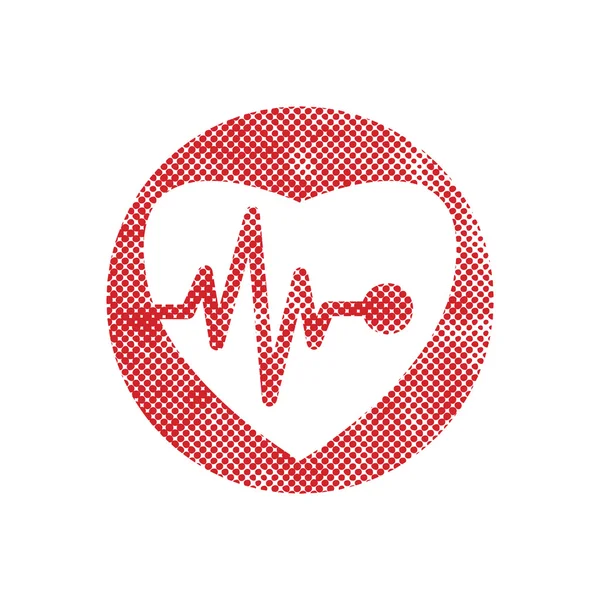 Icono de cardiología con corazón y cardiograma, icono de vector con píxel — Vector de stock