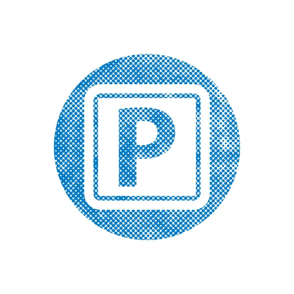 Señal de estacionamiento aislado con textura de puntos de medio tono de impresión de píxeles . — Archivo Imágenes Vectoriales