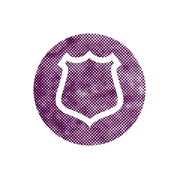 Safety vector shield icon with pixel print halftone dots texture — Stock Vector