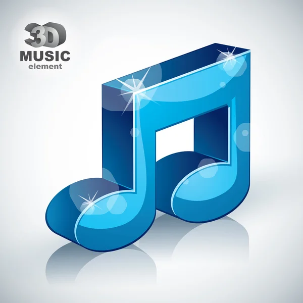 Funky azul nota musical 3d ícone estilo moderno isolado . — Vetor de Stock