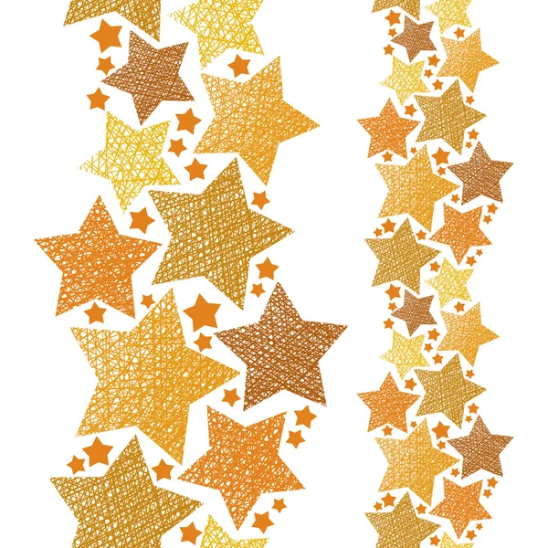 Golden stars seamless pattern, vertical composition, vector repe — Stock Vector