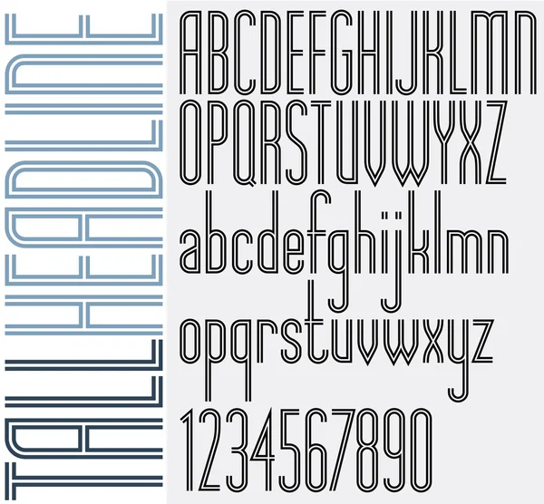 Doppelte Linien große Schlagzeile Licht kondensierte Schrift im Retro-Stil. — Stockvektor