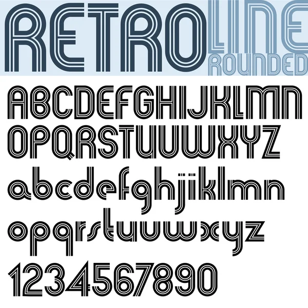 Retro Line stylish font, vector alphabet. — Stock Vector