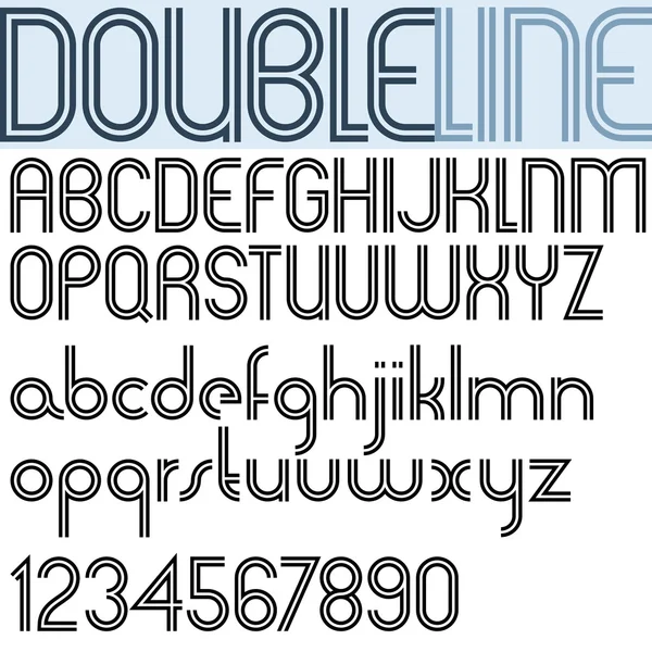 Dubbele lijn retro stijl geometrische lettertype, light-versie. — Stockvector