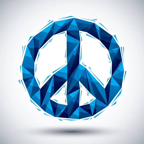 Icône géométrique de paix bleue fabriquée dans un style moderne 3d, idéale pour une utilisation — Image vectorielle