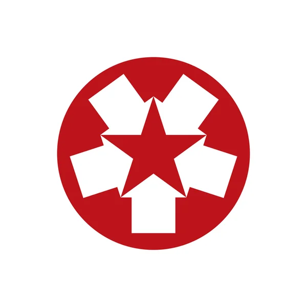 Icona stella creata con cinque frecce, vettore. — Vettoriale Stock