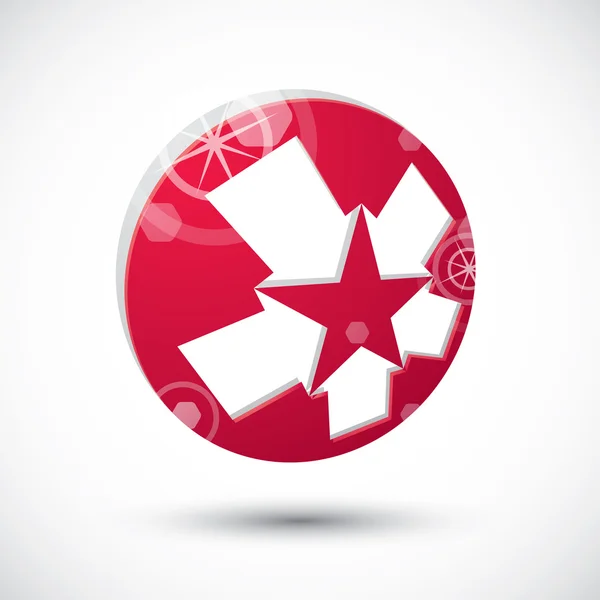 Estrella pentagonal creada con cinco flechas, icono abstracto, 3d vec — Vector de stock