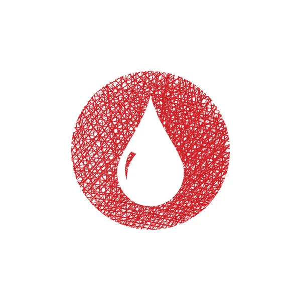 Blood drop vector icon with hand drawn lines texture. — Stock Vector