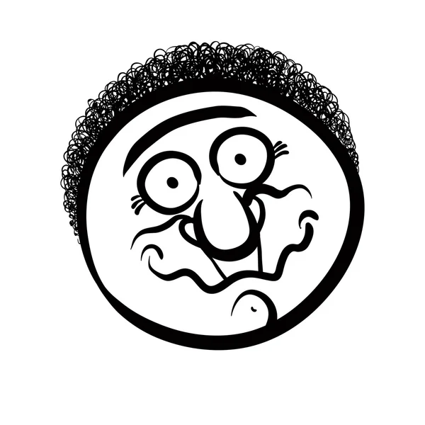 Funny cartoon face, black and white lines vector illustration. — Stock Vector