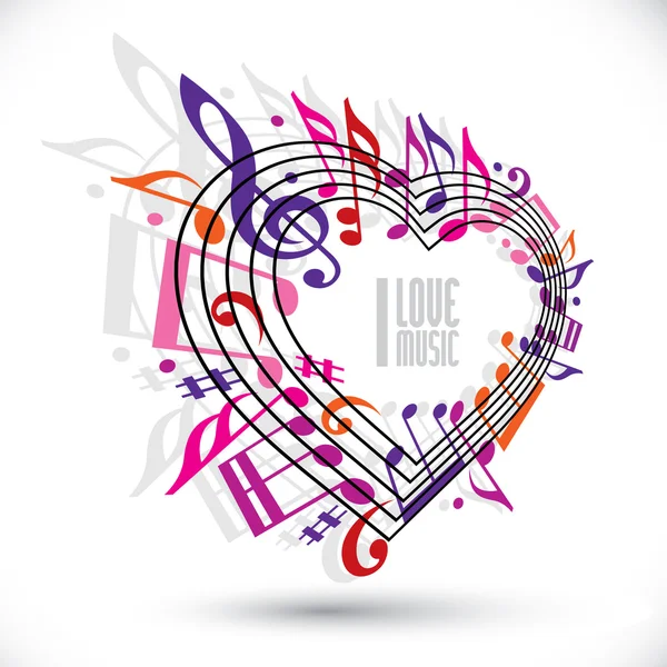I love music template in red pink and violet colors. — Stock Vector