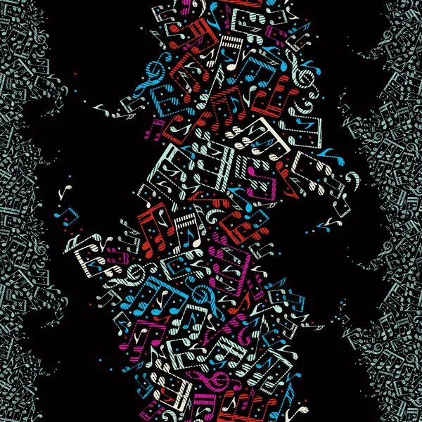 Farbenfrohe musikalische Noten nahtloses Muster. — Stockvektor