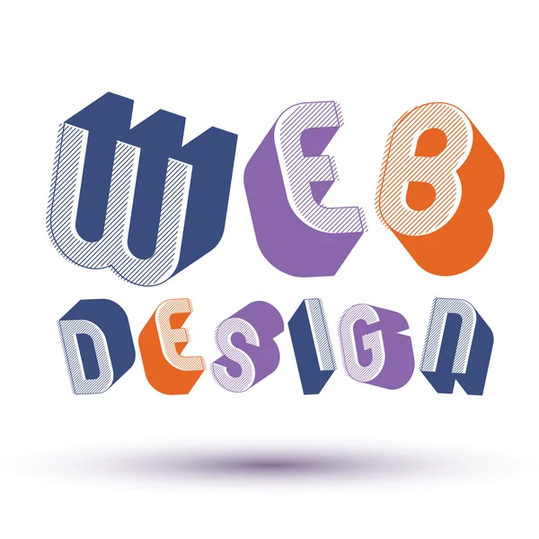 Web-Design-Werbespruch mit geometrischem 3D-Retro-Stil — Stockvektor