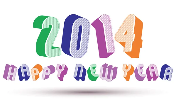 2014 Felice anno nuovo carta con frase fatta con 3d stile retrò ge — Vettoriale Stock