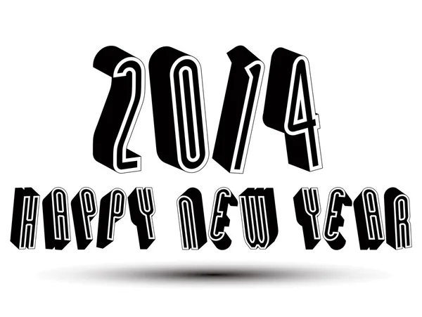 2014 Новогодняя открытка с фразой в стиле 3D-ретро — стоковый вектор