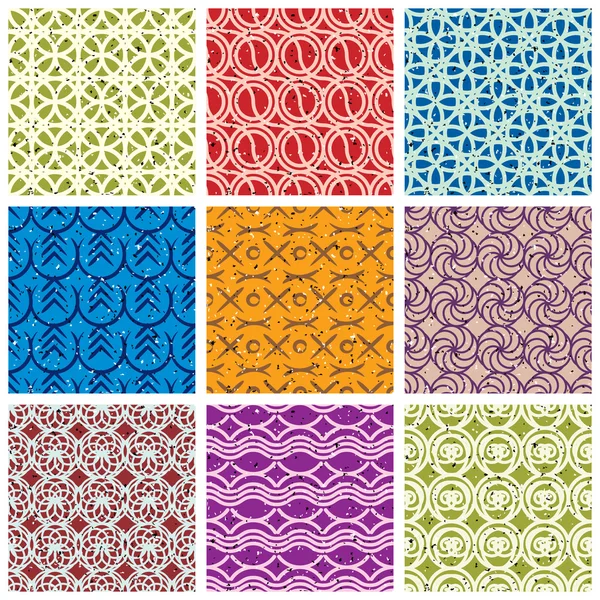 Colorful vintage tiles seamless patterns set. — Stock Vector