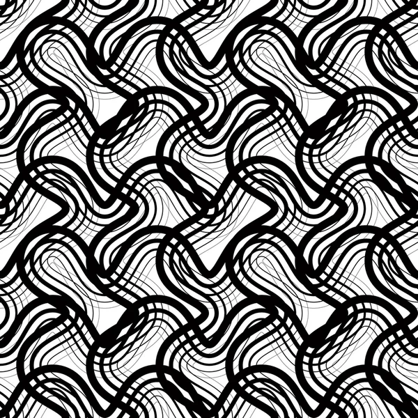 黒と白のストライプの幾何学的なシームレスなパターン、ベクトルの背景に隠れて — ストックベクタ