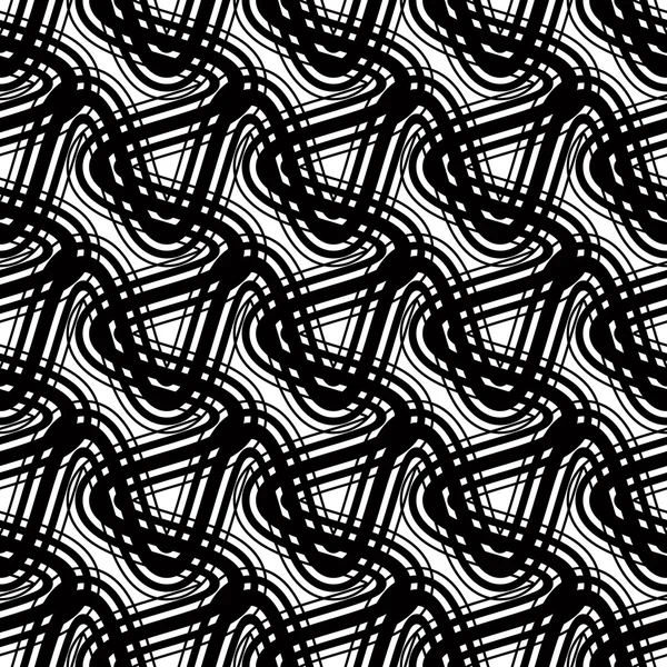 Black and white stripes geometric seamless pattern, vector backg — Stock Vector