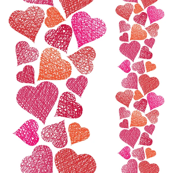 Corazones patrón sin costura, composición vertical, costura de tema de amor — Vector de stock